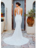 Scoop Neck Double Strap Ivory Lace Wedding Dress